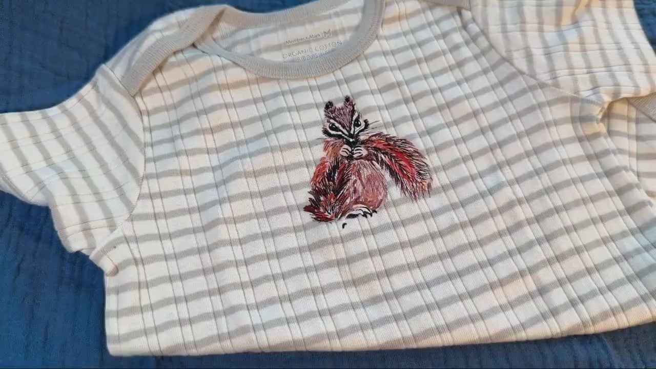 Baby bodysuit with cute chipmunk, gift for baby shower, newborn romper, gift from grandma, baby announcement gift, monthly milestone outfit